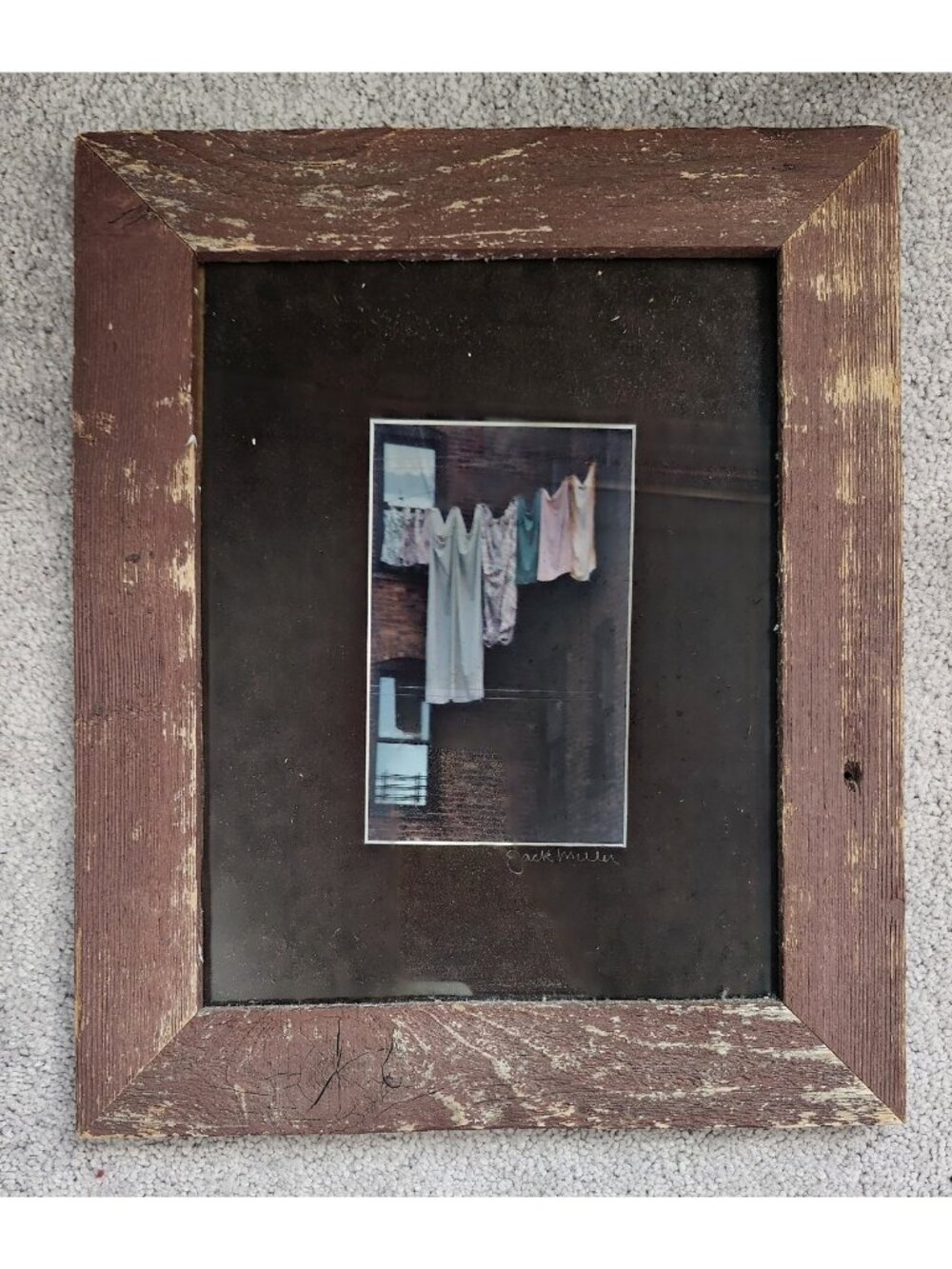 Laundry on the Line Reclaimed Wood Frame Jack Miller Original Photograph 11x12.5